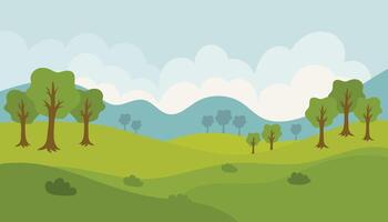 Minimal landscape illustration of a wide plain with open space and gentle hills. Calm and natural scenery in soft tones, evoking peace and simplicity, ideal for nature themes or backgrounds. vector