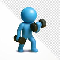 Stickman doing dumbbells exercises, 3d. Suitable for sports and health vector