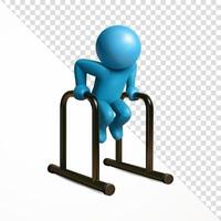 Stickman doing tricep dips exercise, 3d. Suitable for sports and health vector