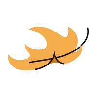 Single yellow autumn falling leaf, simple illustration of natural foliage vector
