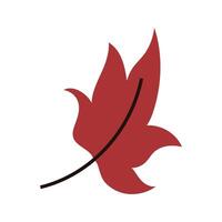 Single red autumn falling leaf, simple illustration of natural foliage vector