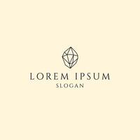 Elegant minimalistic logo featuring a geometric crystal shape on a light beige background, perfect for branding, holistic businesses, or spiritual design projects. vector