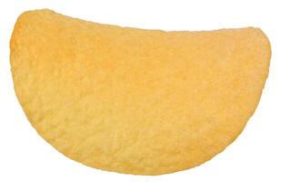 Close up of one saddle shaped potato chip isolated on background. photo