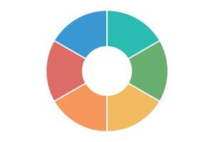 Minimal circular chart diagram with six colorful segments vector