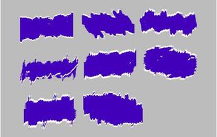 Collection of torn paper elements in purple with a hand drawn style vector