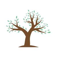 tree illustration with brown trunk and green leaves on white background suitable for eco design and nature themes vector