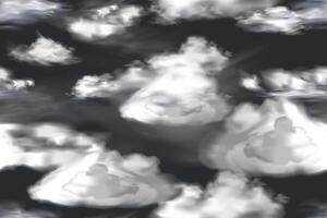 seamles pattern realistic clouds in dark sky vector