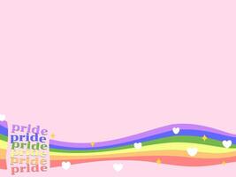 abstract rainbow banner with pride letters in minimal, modern style for pride month in pink background vector