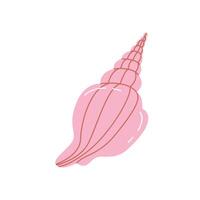 Minimalist pink seashell illustration with elegant spiral shape. Perfect for summer, beach and ocean-themed designs. Trendy flat style with clean lines. vector