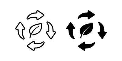 Recycle icon set.Arrows with leaf Symbol. eco sign. for mobile concept and web design. illustration on white background vector