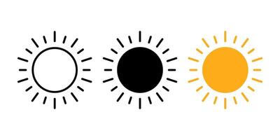 Sun icon set. Shine sun ray sign. for mobile concept and web design. illustration on white background vector