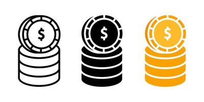 Coin icon set.for mobile concept and web design on white background vector