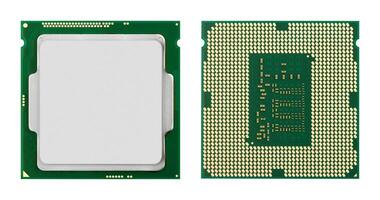 Computer processors CPU closeup two side photo
