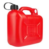 Red jerrycan on white photo
