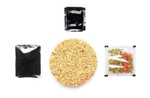 Instant noodles set on white photo