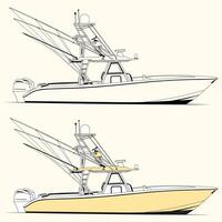 Flat Design Illustration of a Sailing Yacht in Motion vector