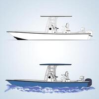 Ocean Boat line art for print vector