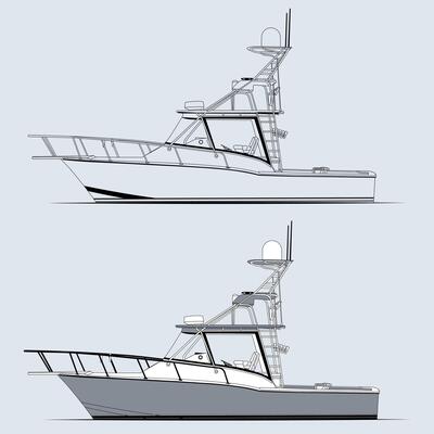 Stylized Illustration of a Canoe on Water