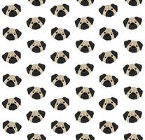 Seamless pattern of hand drawn doodle sketch pug dog face isolated on white background vector