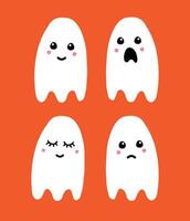 Set bundle of hand drawn doodle sketch ghost isolated on background vector