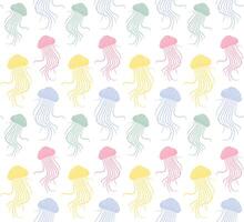 Seamless pattern of doodle sketch jelly fish isolated on white backgrounds vector