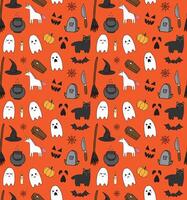 Seamless pattern of hand drawn doodle sketch Halloween elements isolated on background vector