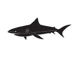 Hand drawn doodle sketch black shark isolated on white background vector