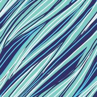 Abstract seamless pattern with hand drawn diagonal lines and waves. Blue, white stripes. vector