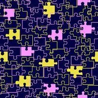 Cute seamless print with puzzles on a dark background. vector