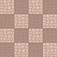 Seamless print in coffee colors in a checkerboard pattern with puzzle elements. vector