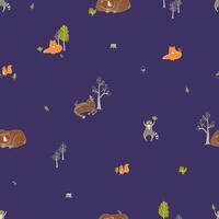 Seamless pattern with hand drawn wild forest animals vector