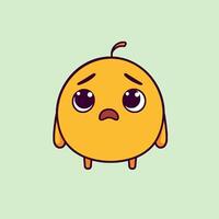 A cartoon character with sad eyes on a green background vector