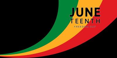 Juneteenth Freedom Day banner. illustration with text for Juneteenth and curved stripes of red, yellow and green colors on a black background. Symbol of emancipation and African-American pride. vector