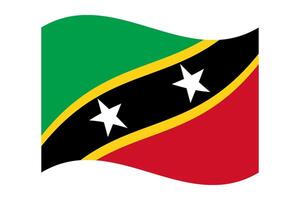 Wavy flag of Saint Kitts and Nevis, isolated on a clean background. Flag of the Federation of Saint Christopher and Nevis vector