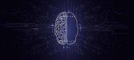 Digital representation of a brain with circuit patterns illustrating artificial intelligence concepts and neural networks in a futuristic design vector