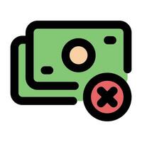 Simple No Money colorful icon. The icon can be used for websites, print templates, presentation templates, illustrations, etc vector