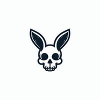 a skull with ears and a rabbit head vector