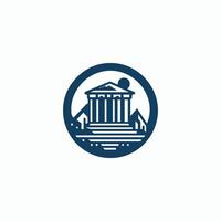a logo for a building with a mountain in the background vector