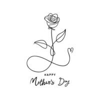 Simple line art of a rose with a heartfelt message for Mother's Day celebration vector