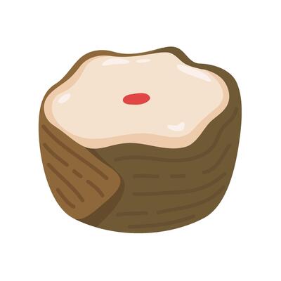 Illustration of a traditional Chinese mooncake with a red dot, symbolizing the Mid-Autumn Festival.