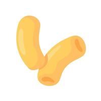 High-quality image of two yellow macaroni pasta pieces on a white background, perfect for culinary and food-related projects. vector