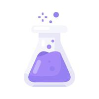 Purple potion bubbling in a laboratory flask vector