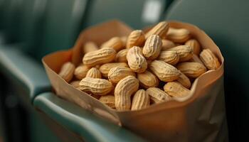 Peanuts in Bag on Stadium Seat photo