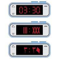 Digital Clock Set Roman Arabic Regular Numbers vector