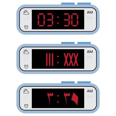 Digital Clock Set Roman Arabic Regular Numbers