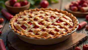 Rhubarb Pie with Lattice Crust photo