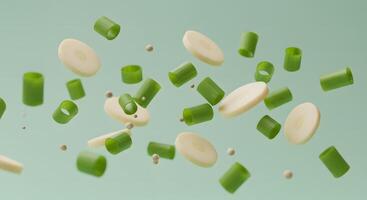 Floating Green Onion and Garlic photo
