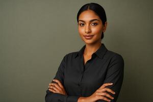 Portrait of a young business woman with arms crossed photo