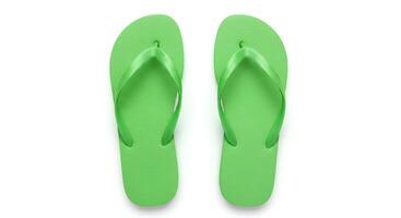 t lay of stylish flip flops on white background perfect for poolside marketing seaside getaway visuals and warm-weather fashion graphics photo