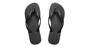 Flip flops arranged neatly in top view on white background ideal for holiday packing guides fashion branding and beach day advertisements photo